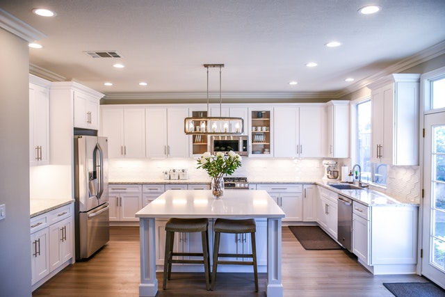 Beautiful white kitchen cabinets in a modern kitchen design