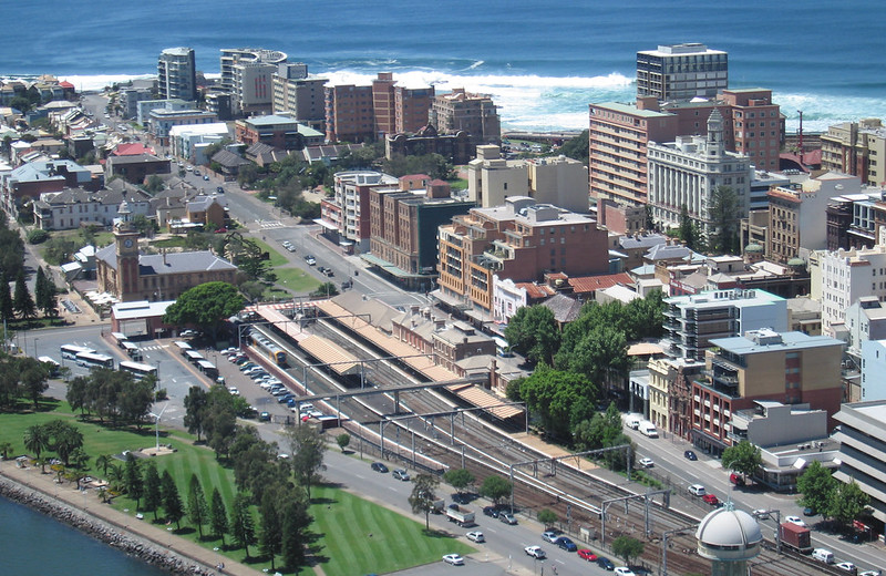 Arial view of newcastle cbd