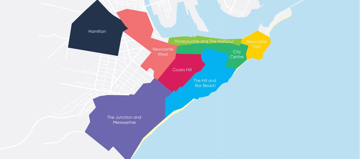 Newcastle suburbs map